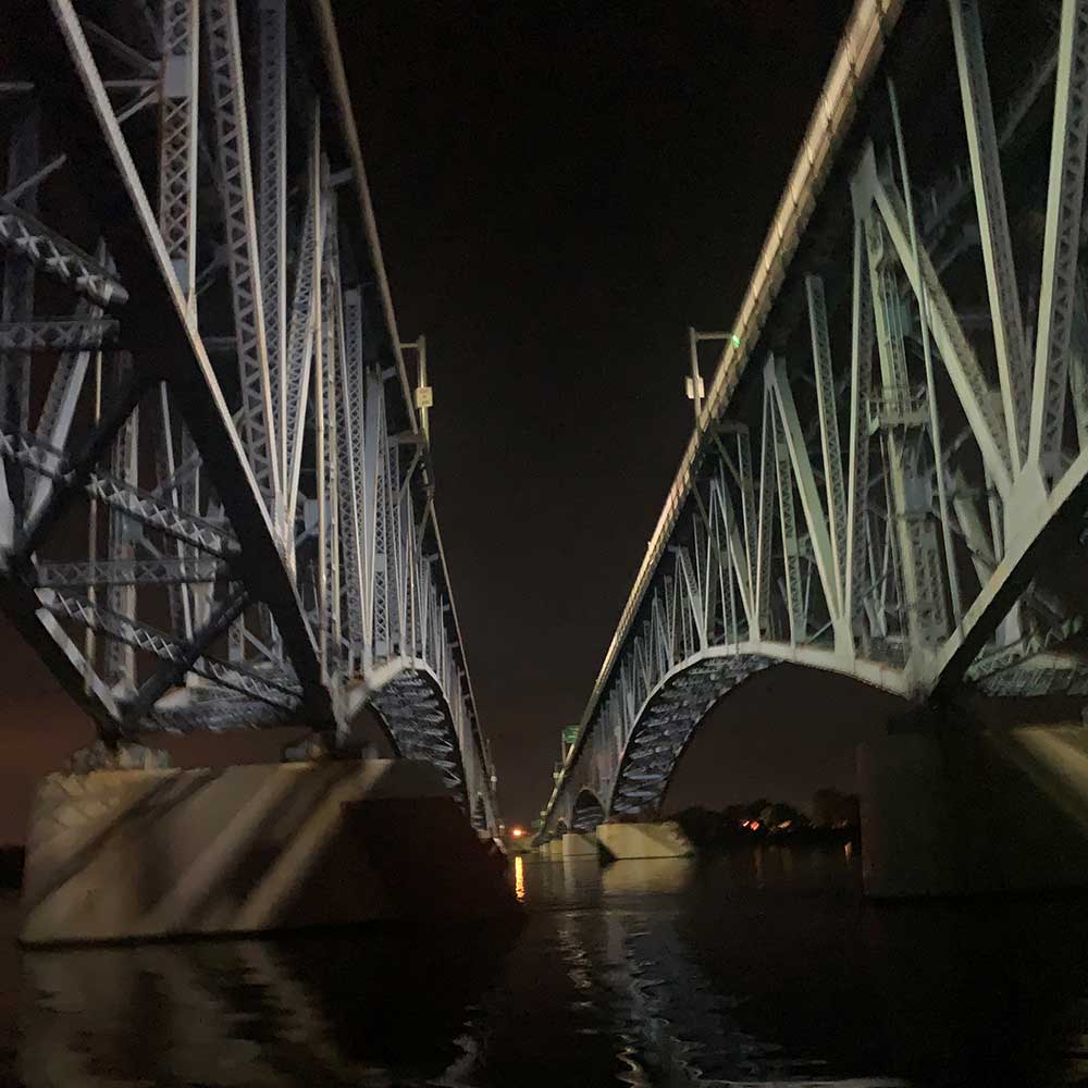 Grand Island Bridge at night